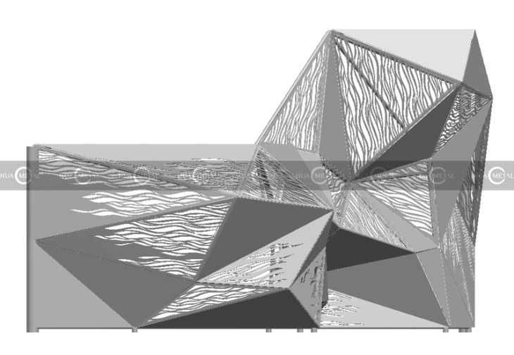 3D model-of-brushed-matte-stainless-steel-facade-work